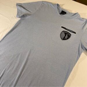 Adidas Light Blue Men's Short Sleeve Tee Sporting KC Soccer T-shirt Size Medium